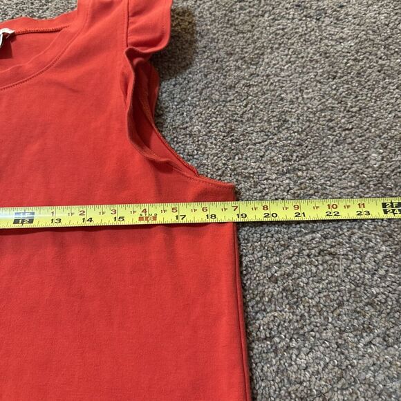 J. Crew Factory Red Festive Sleeveless Ruffle Blouse Top M Casual Career Office - Picture 3 of 8